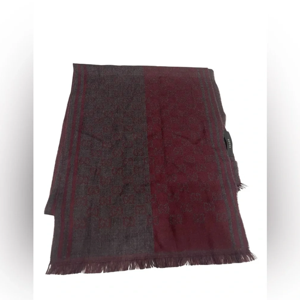 Gucci Burgundy and Gray Men's Scarf